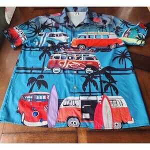 Hardaddy Surfer Tropical Beach Life Short Sleeve Polyester Men's Shirt Size XL